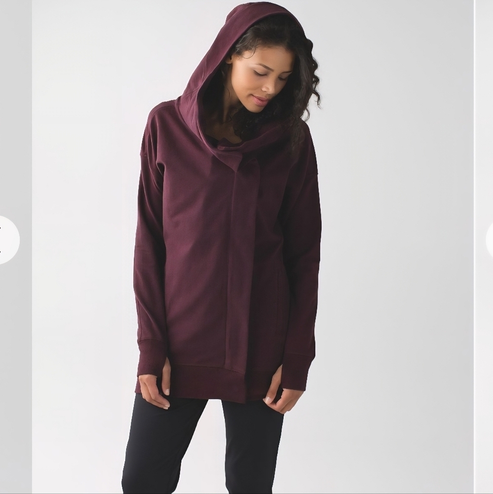 Lululemon Wrap Up Jacket French Terry Heathered Bordeaux Hoodie Size 4